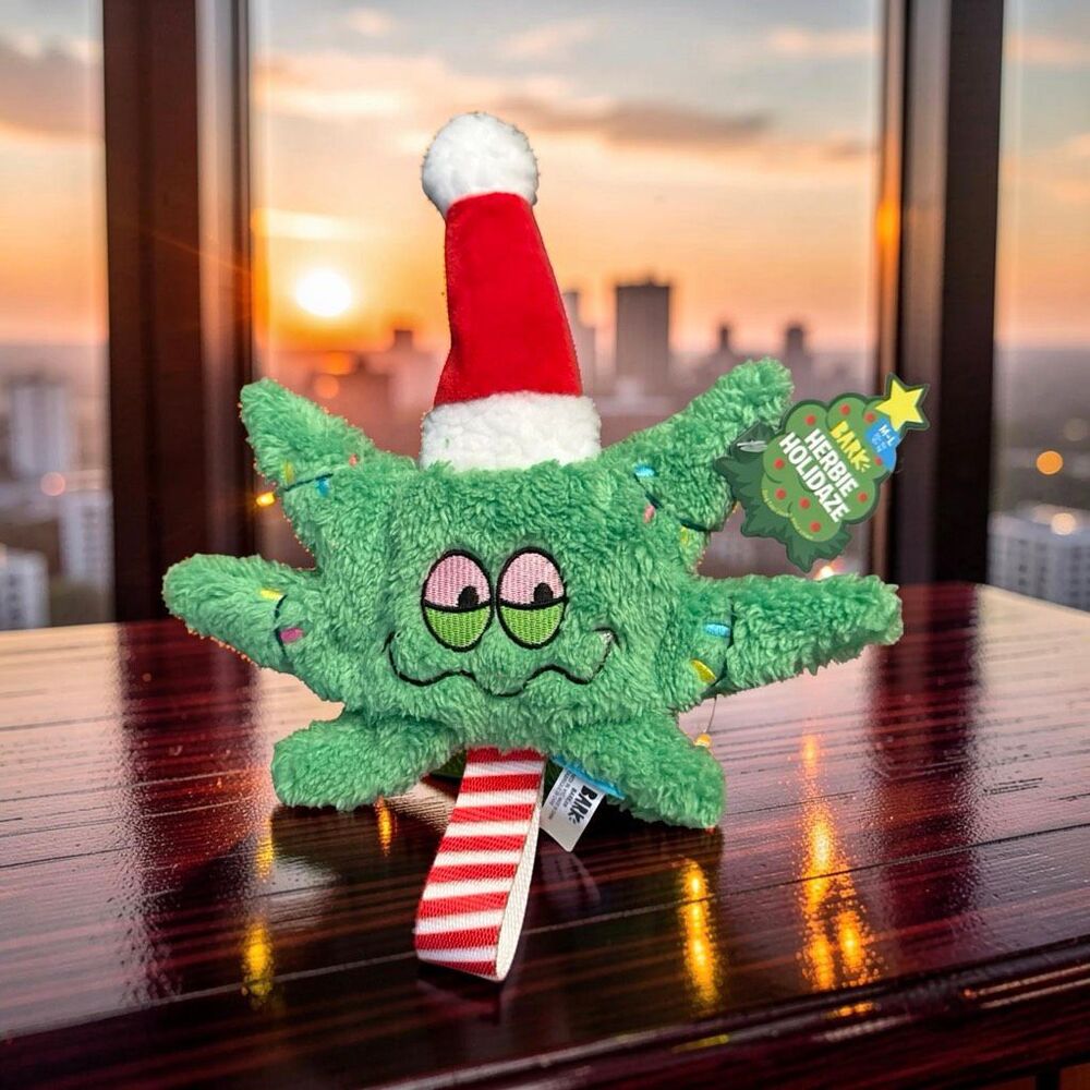 Bark Box 420 Plush Squeaker Herbie Holidaze WEED Leaf Plush Dog Toy